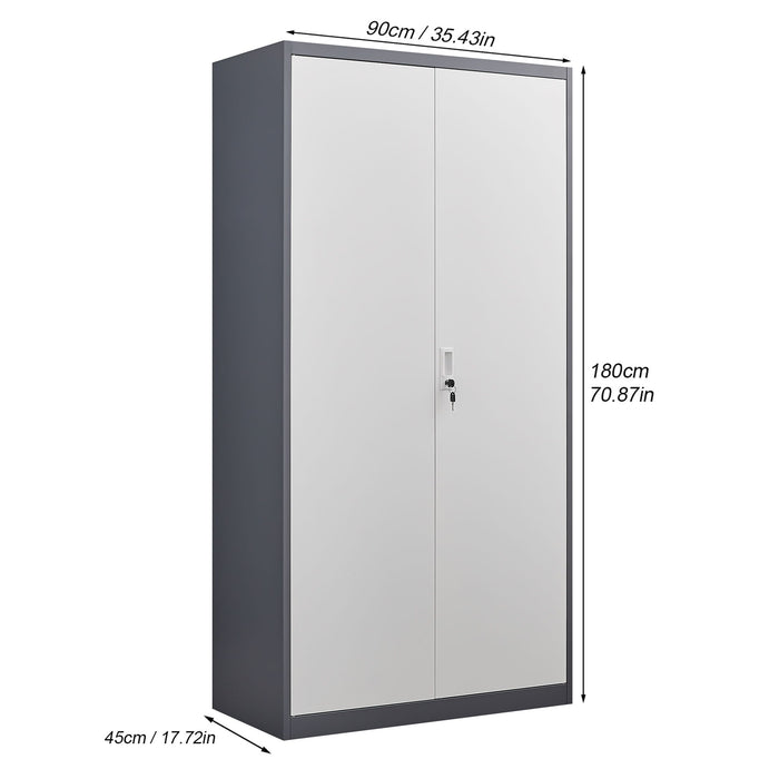 Large Capacity Wardrobe With Hanging Rod And Compartments - Gray