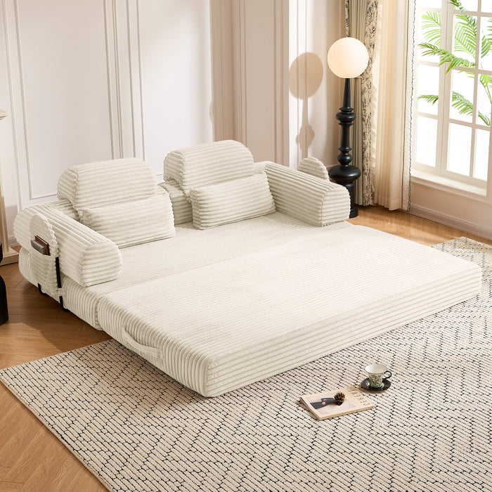 Convertible Sleeper Sofa With & Side Storage Pocket, Foldable Upholstered Couch For Living Room