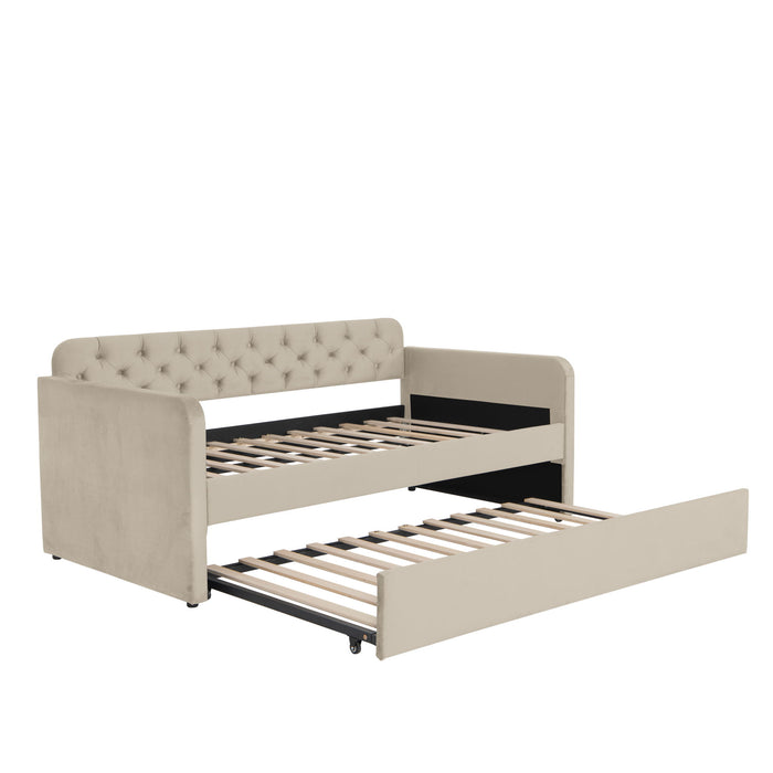 Upholstered Daybed With Trundle And USB Charging Design