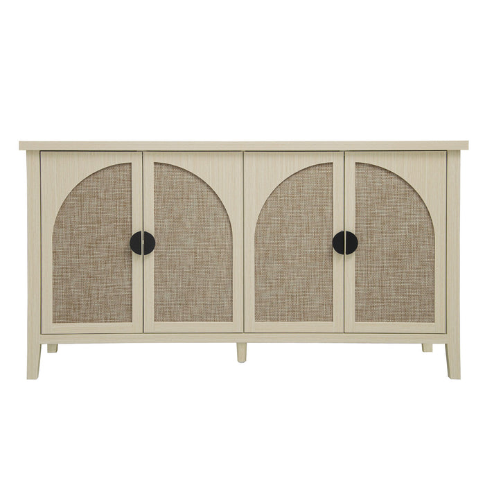 Rattan 4 Door Cabinet, Suitable For Bedroom - Natural