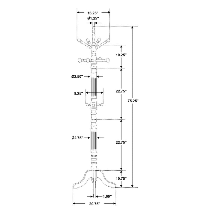 Cosman - 11 Hook Freestanding Coat Rack With Hanger - Brown