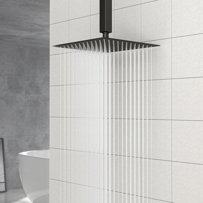 Modern 10" Square Rainfall Shower Head & Stainless Steel Wall Or Ceiling Mount Luxury Spa Shower Panel