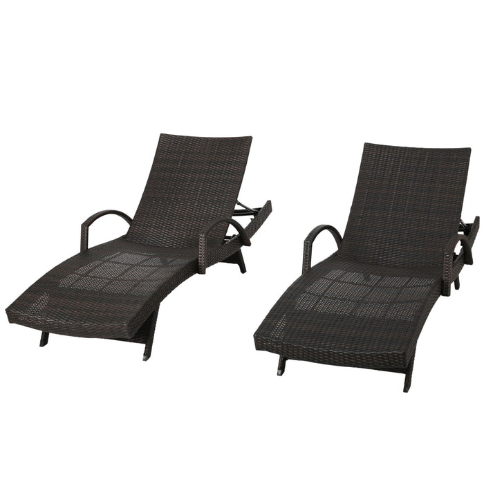 Salem - Contemporary Wicker Chaise Lounge With Arm, Weather Resistant