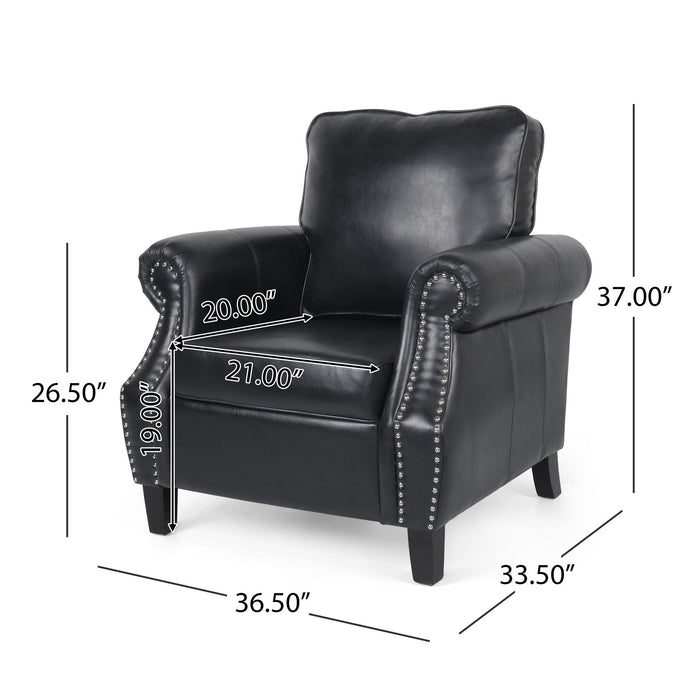 Contemporary Club Chair With Nailhead Trim And Rolled Armrests