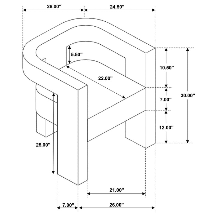 Verda - Upholstered Accent Side Chair In Soft With Rounded Open Back And 3 Leg Base - White