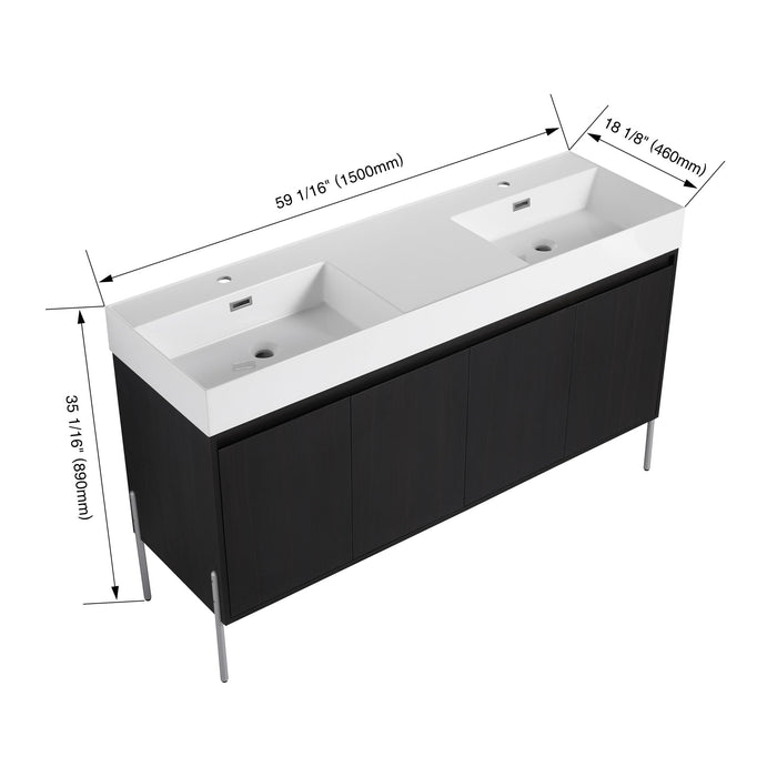 Freestanding Bathroom Vanity With Resin Sink And Storage Cabinet