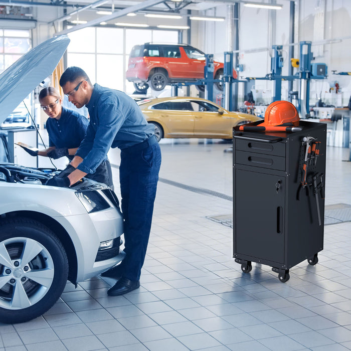 Rolling Tool Cabinet Heavy Duty Garage Storage With Lockable Doors