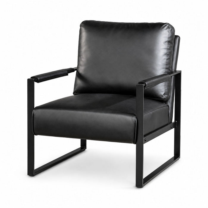 Classic Mid Century Modern Accent Chair With Durable Square Metal Frame, Armchair