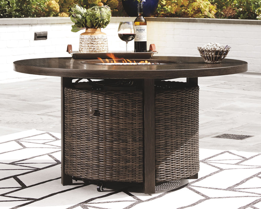 Paradise Trail - 5 Pc. - Conversation Set with 4 Swivel Lounge Chairs - Medium Brown