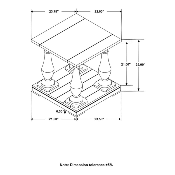 Byer - Rectangular Side End Table Coffee - Coffee