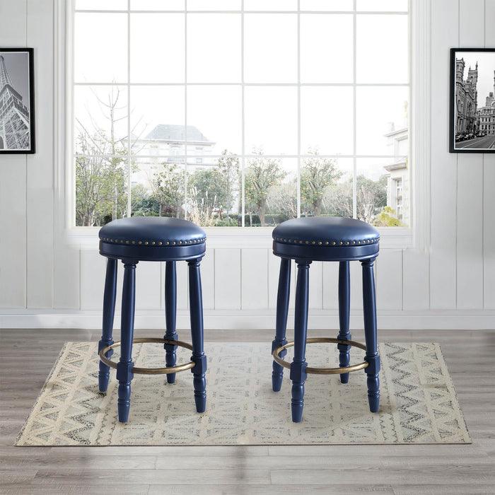 360° Swivel Wooden Barstools With Upholstered Seat, Counter Height (Set of 2)