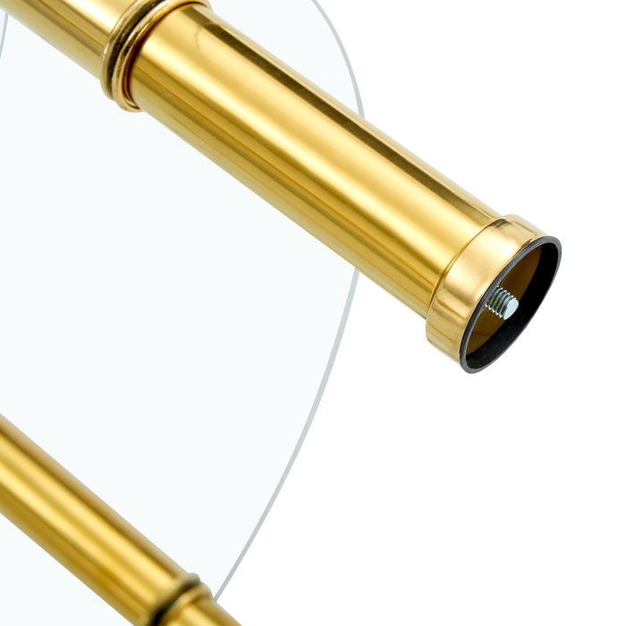 Contemporary Minimalist Double Layer Tempered Glass Coffee Table - Gold / Transparent