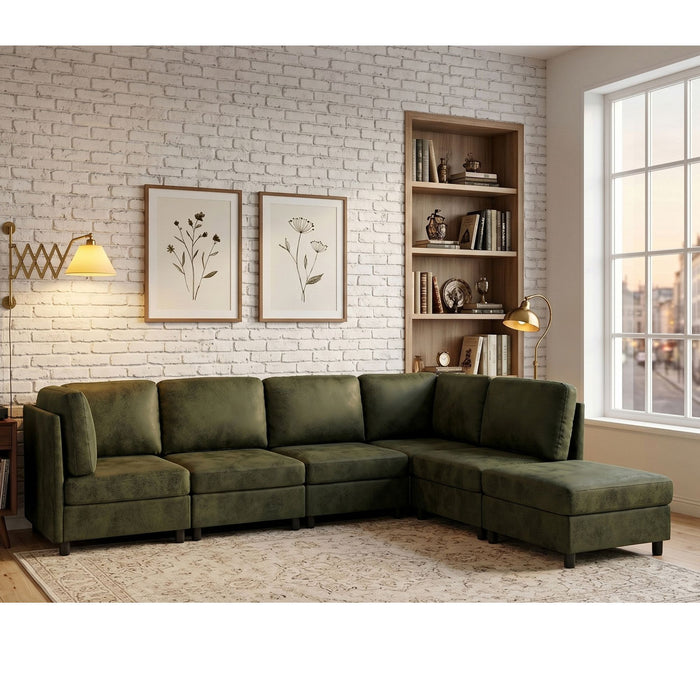 Upholstered Modular Sectional With Custom Configuration And Removable Cushions