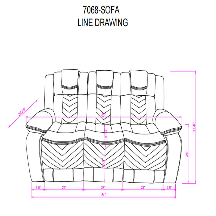 Raize - 10 Power Reclining Sofa With DDT, WC And LED - Gray