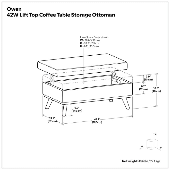 Owen - Multifunctional Square Coffee Table Storage Ottoman