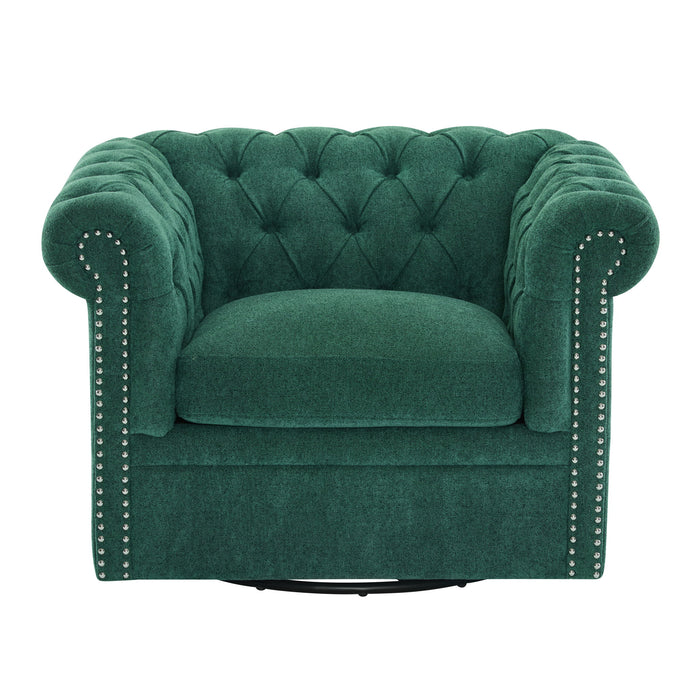 Chesterfield Style Swivel Club Chair With Button Tufted