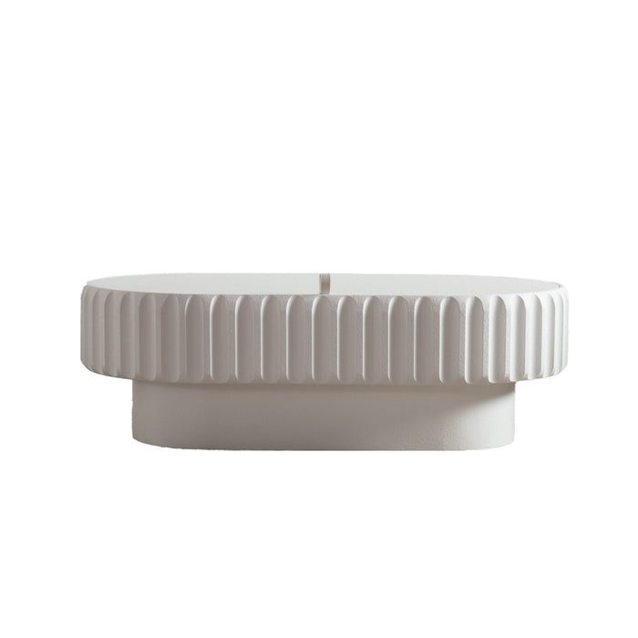 Fluted Storage Table With Lift Off Lid - Cream White