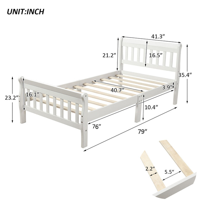 Platform Bed, Mattress Foundation Sleigh Bed With Headboard, Footboard, Slat Support