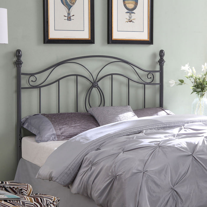 Full / Queen Headboard With Scrolling Design - Dark Gray