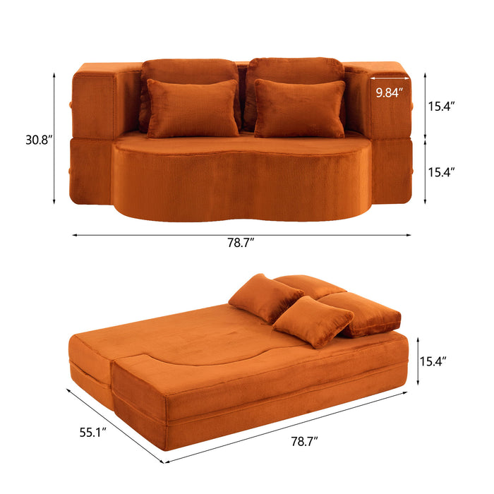 Modern Floor Sofa With 4 Pillows