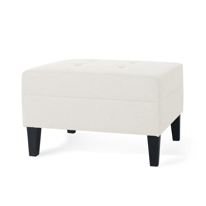 Classic Ottoman With Birch Wood Legs And Fabric Upholstery