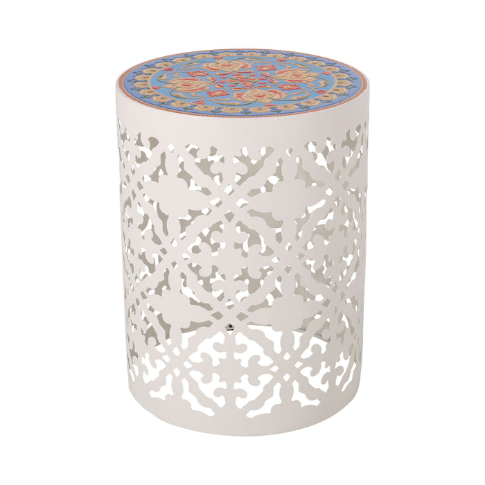 Airy - Outdoor Side Table With Lace Cut Design And Metal Frame