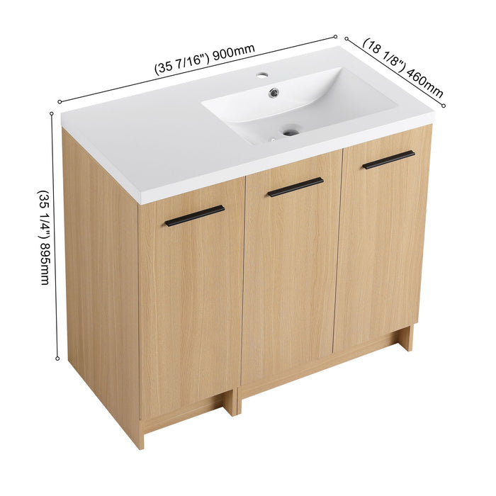 Wall Mounted Floating Bathroom Vanity With Sink, 3 Door Modular Cabinet
