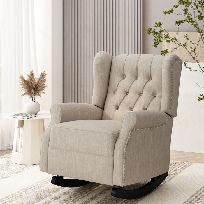 Sheila - Contemporary Fabric Tufted Wingback Rocking Chair