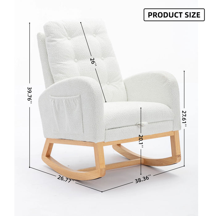 Accent Rocking Chair With Footrest, High Back