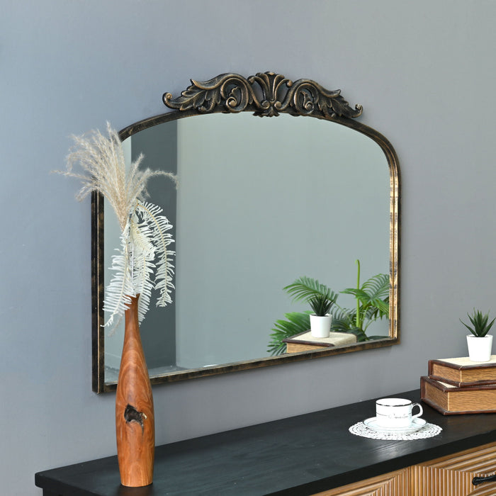 Handmade Arched Mirror, Ornate Baroque For Entryway - Antique Bronze