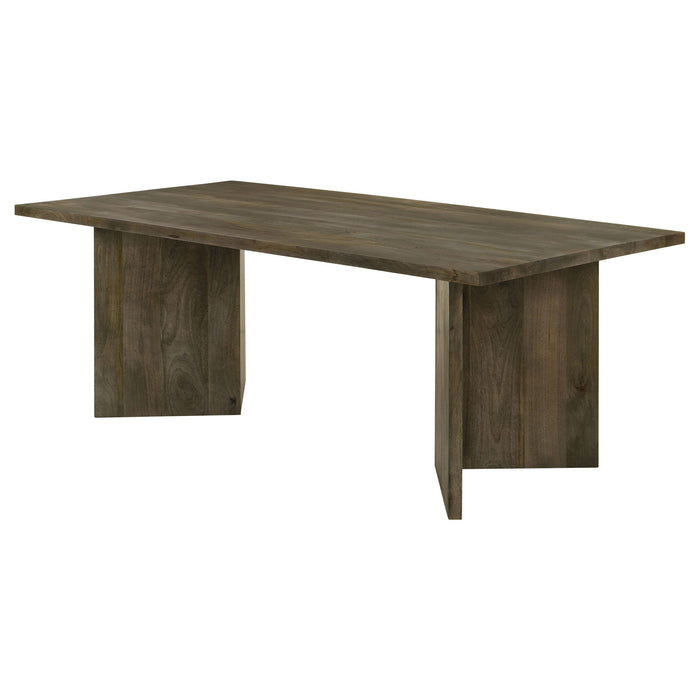 Roman - Rectangular Double V Leg Dining Table - Brown