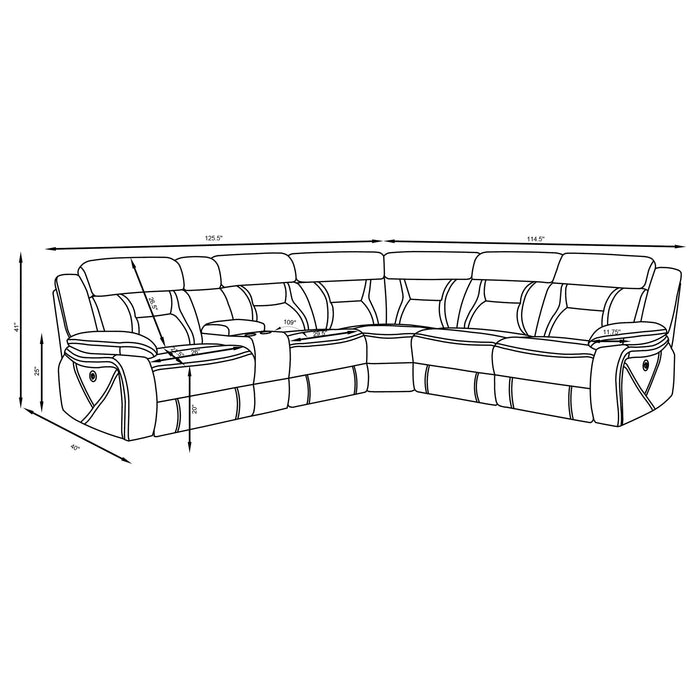 Barton - Upholstered Power Reclining Sectional Sofa - Gray