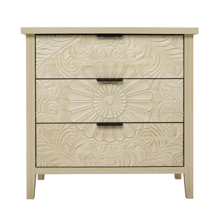 3 Drawer Cabinet, American Furniture, Suitable For Bedroom, Living Room, Study - Natural