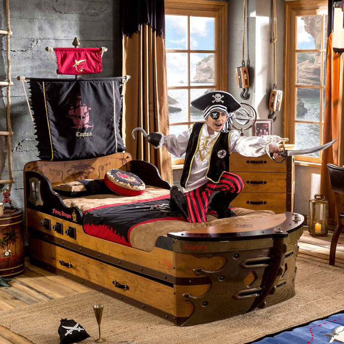 Pirate - Twin Storage Captain’s Ship Bed - Brown