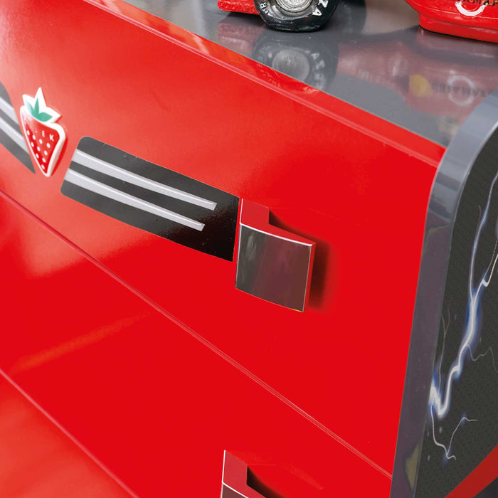 GTS - 4 Drawer Chest Dresser with Partitioned Top Drawer - Red