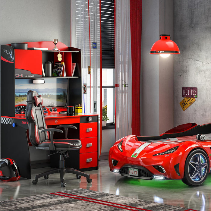 GTS - Study Desk & Hutch - Red