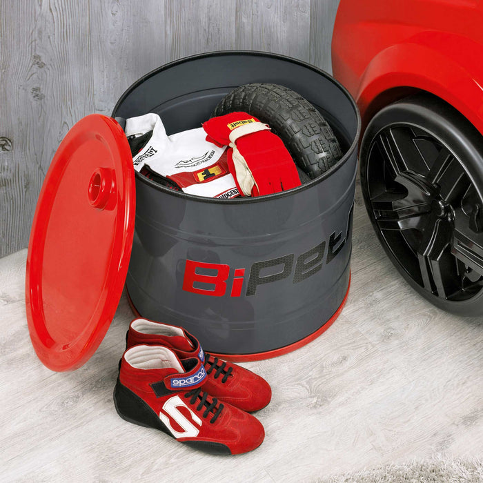 GTS - Barrel Metal Nightstand And Toy Box - Red