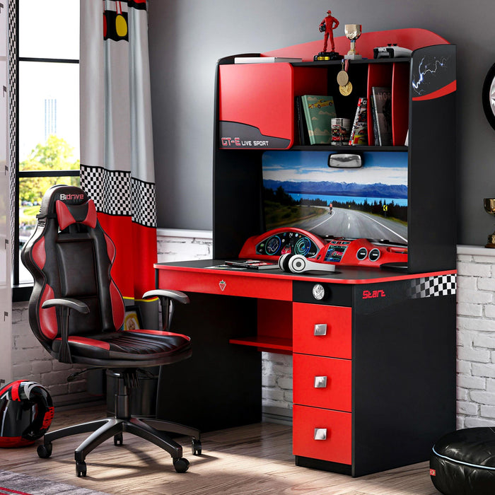 GTS - Study Desk & Hutch - Red