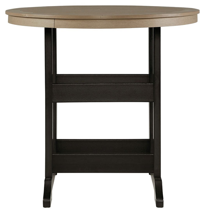Fairen Trail - Round Bar Table w/Umb OPT - Black / Driftwood