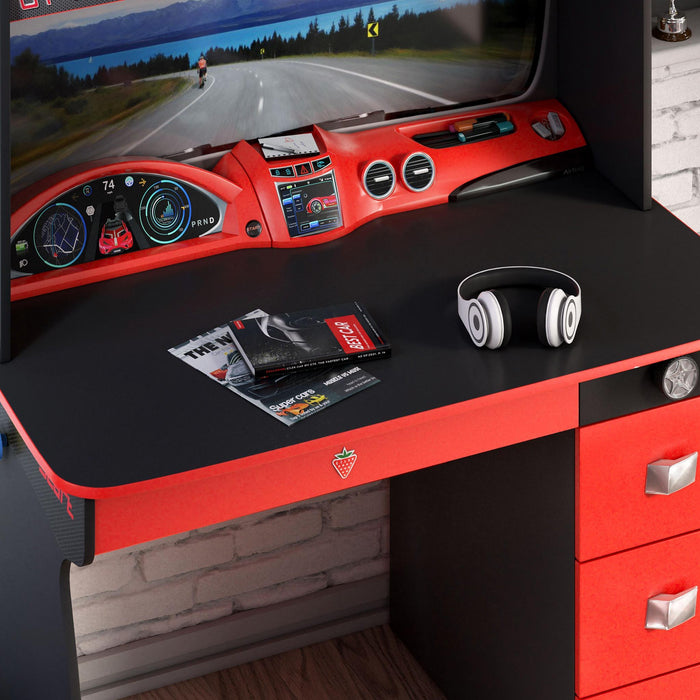GTS - Study Desk & Hutch - Red