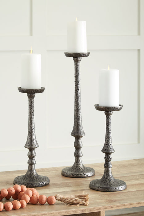 Eravell - Candle Holder Set (Set of 3) - Pewter Finish