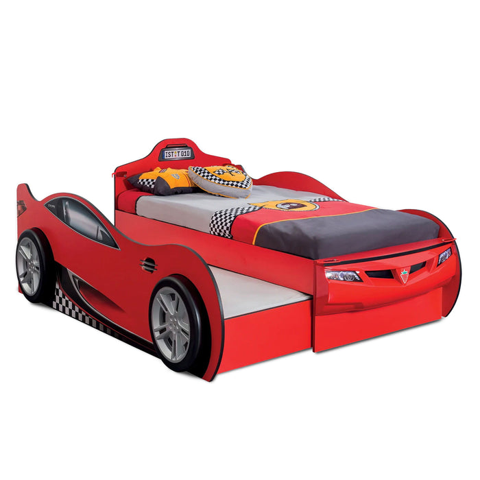 Race Cup - Twin Race Car Bed with Trundle Bed - Red
