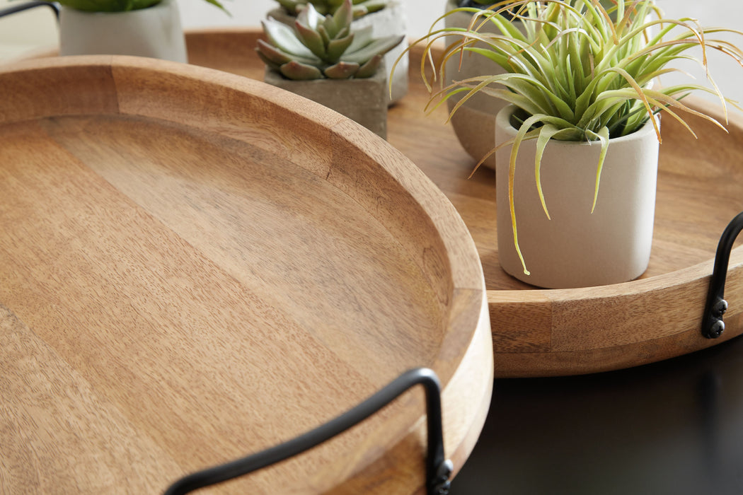 Jocelyne - Marrón / Negro - Juego de bandejas (Juego de 2)